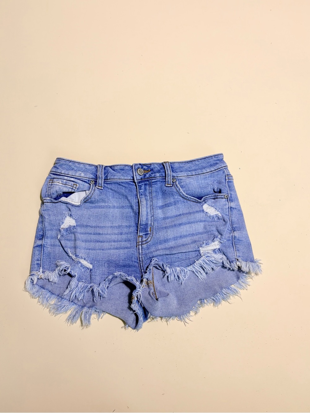 Eunina Distressed High Rise Denim Shorts Size M Frayed Raw Hem Y2K Summer Shorts